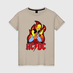 Футболка хлопковая женская AC/DC Homer, цвет: миндальный
