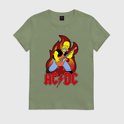 Футболка хлопковая женская AC/DC Homer, цвет: авокадо