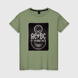 Футболка хлопковая женская AC/DC: Let there be rock, цвет: авокадо