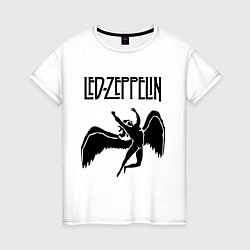 Футболка хлопковая женская Led Zeppelin Swan, цвет: белый