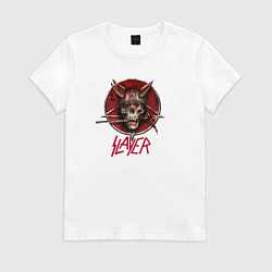 Футболка хлопковая женская Slayer skull, цвет: белый