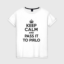 Футболка хлопковая женская Keep Calm & Pass It To Pirlo, цвет: белый
