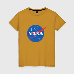 Футболка хлопковая женская NASA: Logo, цвет: горчичный