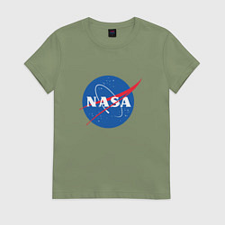Футболка хлопковая женская NASA: Logo, цвет: авокадо