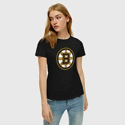 Футболка хлопковая женская Boston Bruins, цвет: черный — фото 2