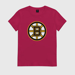 Футболка хлопковая женская Boston Bruins, цвет: маджента