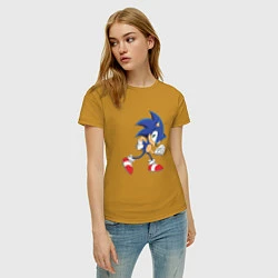 Футболка хлопковая женская Sonic the Hedgehog, цвет: горчичный — фото 2