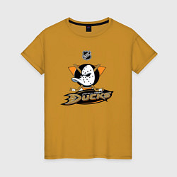 Футболка хлопковая женская NHL: Anaheim Ducks, цвет: горчичный