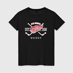 Футболка хлопковая женская Detroit Red Wings: Est.1926, цвет: черный