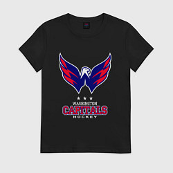 Футболка хлопковая женская Washington Capitals, цвет: черный
