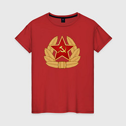 Футболка хлопковая женская Кокарда СССР, цвет: красный