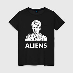 Футболка хлопковая женская Mulder Aliens, цвет: черный