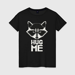 Футболка хлопковая женская Raccoon: Hug me, цвет: черный
