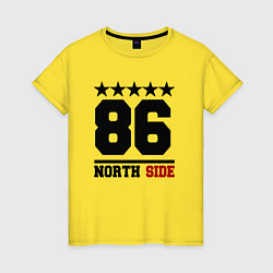 Футболка хлопковая женская 86 north side, цвет: желтый