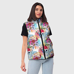 Женский жилет Цветы и бабочки 5, цвет: 3D-красный — фото 2