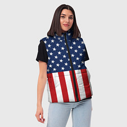 Женский жилет Флаг США, цвет: 3D-черный — фото 2