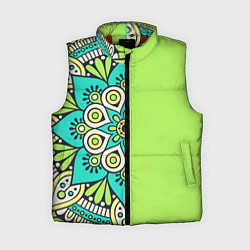 Женский жилет Салатовый цветок мандалы, цвет: 3D-красный
