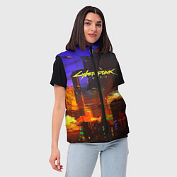 Женский жилет Cyberpunk 2077: Night City, цвет: 3D-черный — фото 2