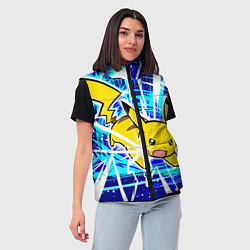 Женский жилет Пикачу бежит с молниями, цвет: 3D-черный — фото 2