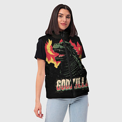 Женский жилет Flame Godzilla, цвет: 3D-черный — фото 2