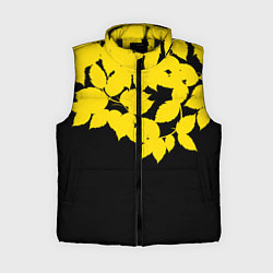 Женский жилет Желтые Листья - Минимализм, цвет: 3D-черный