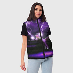 Женский жилет Кот и Молнии, цвет: 3D-черный — фото 2