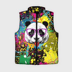 Женский жилет Панда хипстер в брызгах краски, цвет: 3D-черный