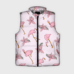 Женский жилет Розовый фламинго, цвет: 3D-светло-серый