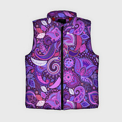 Женский жилет Фиолетовый этнический дудлинг, цвет: 3D-красный