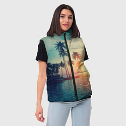 Женский жилет Пальмы, цвет: 3D-черный — фото 2