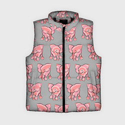 Женский жилет РОЗОВЫЕ СЛОНИКИ ПАТТЕРН, цвет: 3D-черный