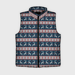 Женский жилет Новогодняя с оленями, цвет: 3D-черный