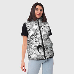 Женский жилет Ahegao monochrome, цвет: 3D-черный — фото 2