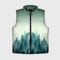 Женский жилет Акварельный лес градиент, цвет: 3D-черный