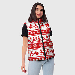 Женский жилет Новый Год Олени и снежинки, цвет: 3D-черный — фото 2