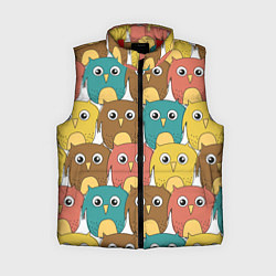 Женский жилет Разноцветные совы, цвет: 3D-красный