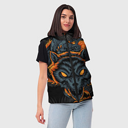 Женский жилет Волк и дракон, цвет: 3D-черный — фото 2