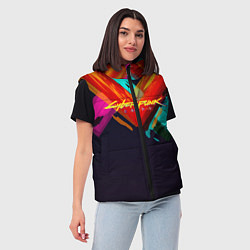 Женский жилет CYBERPUNK 2077 CITY, цвет: 3D-светло-серый — фото 2
