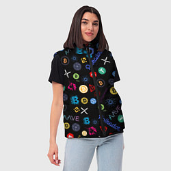 Женский жилет ЛОГОТИПЫ КРИПТОВАЛЮТ Z, цвет: 3D-черный — фото 2