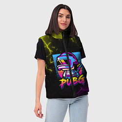 Женский жилет PUBG RETRO NEON ПАБГ НЕОН, цвет: 3D-красный — фото 2