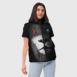 Женский жилет ЛЕВ - НЕОНОВЫЕ ГЛАЗА, цвет: 3D-красный — фото 2