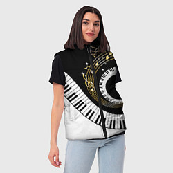 Женский жилет МУЗЫКАЛЬНЫЙ УЗОР, цвет: 3D-черный — фото 2