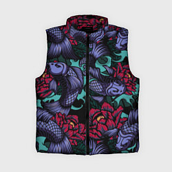 Женский жилет Японские карпы, цвет: 3D-черный