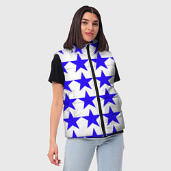 Женский жилет Синие звёзды на белом фоне, цвет: 3D-красный — фото 2