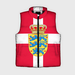 Женский жилет Дания Герб и флаг Дании, цвет: 3D-черный