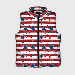 Женский жилет Синие звезды на полосатом фоне