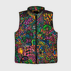 Женский жилет Кислотные узоры психоделика, цвет: 3D-черный