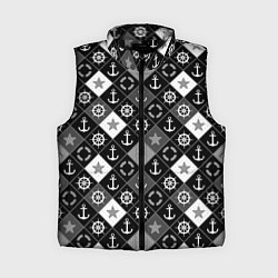 Женский жилет Черно-белый морской плед, цвет: 3D-черный