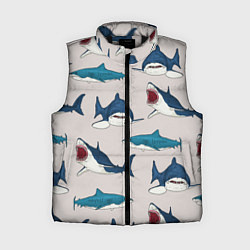 Женский жилет Кровожадные акулы паттерн, цвет: 3D-черный