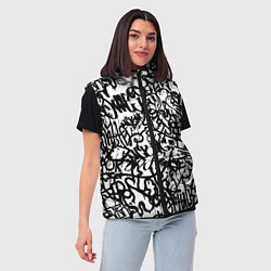 Женский жилет Graffiti black on white, цвет: 3D-черный — фото 2
